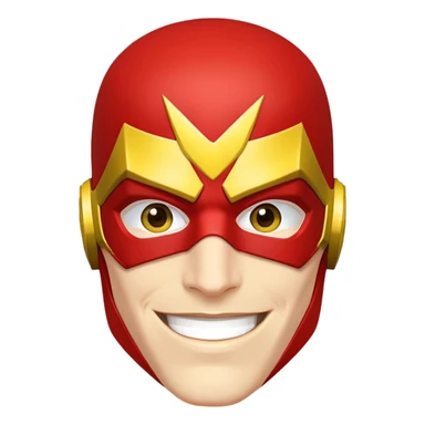 smiling face of The Flash superhero with red mask and yellow accents sticker