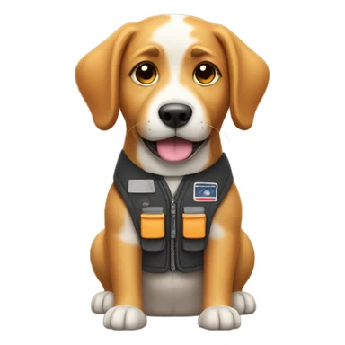 Dog with service vest sticker