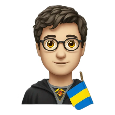 harry potter with ukrainian flag sticker