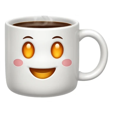 Coffee mug with small smile sticker