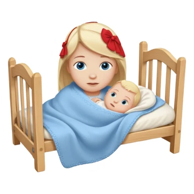 blond blue eye newborn in crib sticker