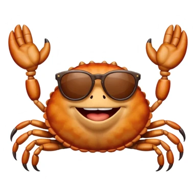 Alaska crab are moving wearing a sunglass and say hi sticker