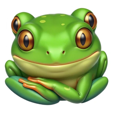 Meme-Worthy Cute Sleeping Green Tree Frog Portrait Emoji, Head resting peacefully with a contented smile, showcasing a compact, vividly green body with softly closed, serene eyes, Simplified yet adorably endearing features, highly detailed, glowing with a soft, drowsy jungle light, high shine, relaxed and utterly lovable, stylized with an air of playful laziness, soft glowing outline, capturing the essence of a sleeping green tree frog that feels destined to become the next viral icon of adorable rest! sticker