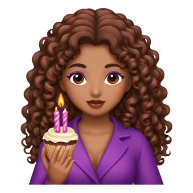Brown girl diva long curly hair birthday sticker