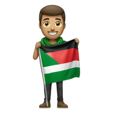 white men holding palestine flag wearing Palestinian scarf sticker