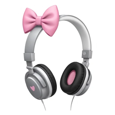 White headphones with pink bow sticker