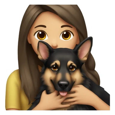 Brunette girl with long hair kissing German shepherd dog  sticker