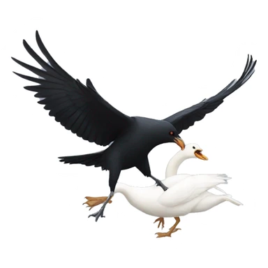 a crow fighting a swan sticker