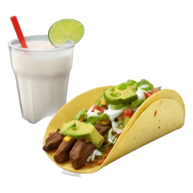tacos de asada with an horchata sticker