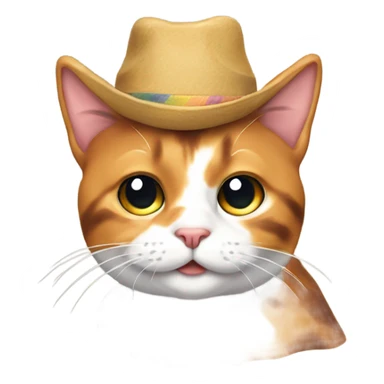 Calico cat with a ￼hat sticker