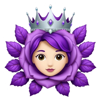 Purple rose with silver tiara and a purple emblem leaf wreath sticker