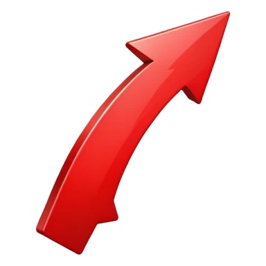 create me a pointing emoji arrow slightly curved red sticker