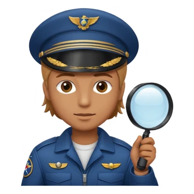 pilot holding a magnifying glass sticker