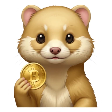 Ferret holding a coin sticker