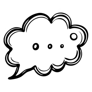 cloud shape quotes icon, hand drawn black outlined style sticker