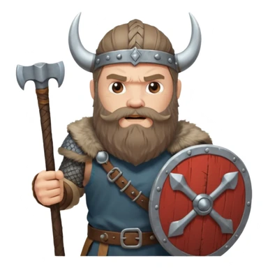 Bearded viking holding axe and shield sticker