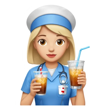 nurse holding icey drink sticker