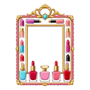 Delicate photo frame made from lipsticks and perfume bottles  sticker