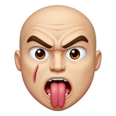an angry face with his tounge sticking out sticker
