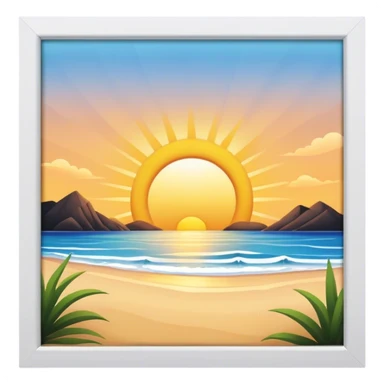 Sun rising on beach sticker