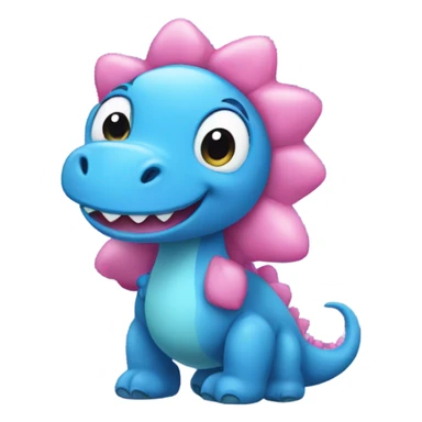 Blue dinosaur with pink hearts and stars sticker