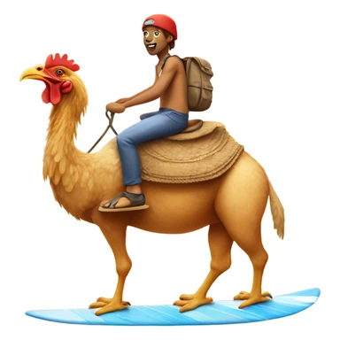 chicken riding on a camel who is surfing  sticker