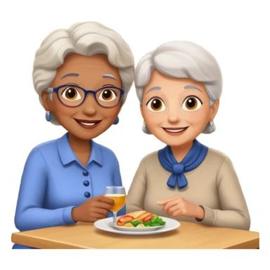 conversación dentro de un restaurant  dos personas y una de las persoans sea una abuela y el otro un adulto de 27 años sticker