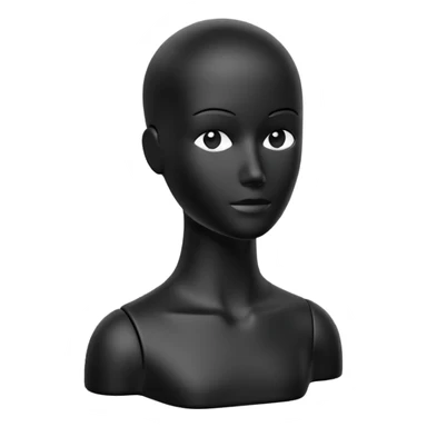 Minimalistic flat vector icon, iOS style, thin black contour on white background. Matte black mannequin in front of in 3D monochrome style. sticker