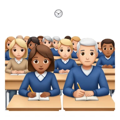 adults sitting in a classroom back of their heads sticker