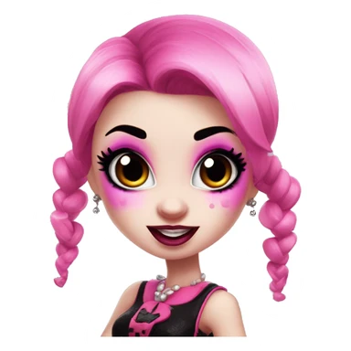draculaura with pink skin and black and pink pigtails from monster high blowing a kiss,  sticker