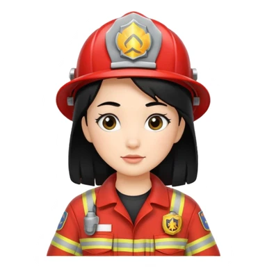 girl fireman with black hair sticker