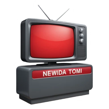 Create a baseboard to display the news headline and the interviewee's name, in a television style, using dark gray and red. In one corner, include a rounded space for the media outlet's logo. sticker