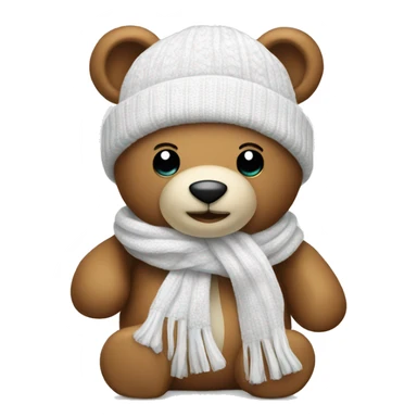 Teddy bear with white beanie and scarf sticker