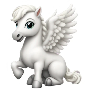 White crème Baby Pegasus sitting  sticker