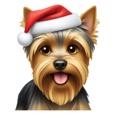 Yorkshire terrier in Santa hat sticker
