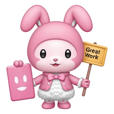 "my melody" with sign that says great work sticker