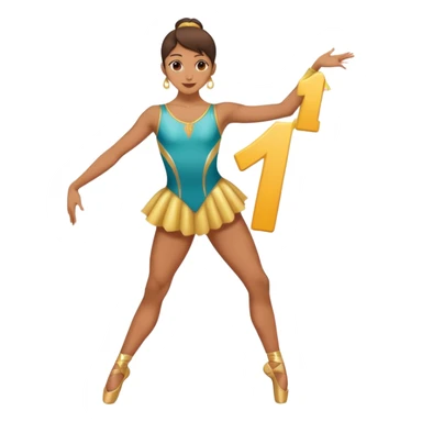 Dancer in a leotard costume holding number 1 sticker