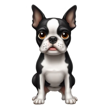 Boston terrier with one ear up and one ear down sticker