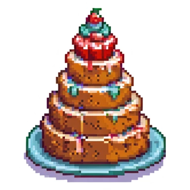 cake in pixel art style sticker