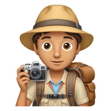 Tourist with camera, hat and backpack ready for adventure sticker