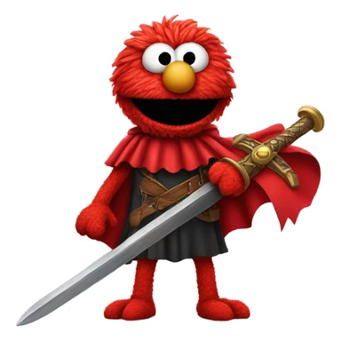 Elmo holding a sword with cape sticker