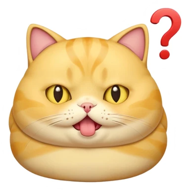 fat yellow confused kawaii cat open mouth and question mark signs on his head sticker