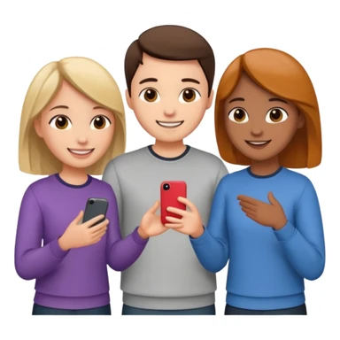 Three friends talking and looking each other, please keep 4th wall. sticker