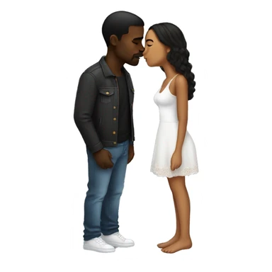Black boyfriend and Spanish girlfriend kissing  sticker