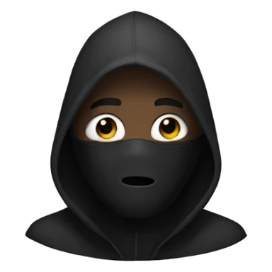 Man with black hoodie and a ghost face mask sticker