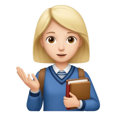 student holding a book and asking a question sticker