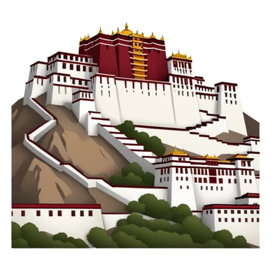 Potala Palace Lhasa Tibet simple cartoonish emoji style white and red Tibetan building sticker