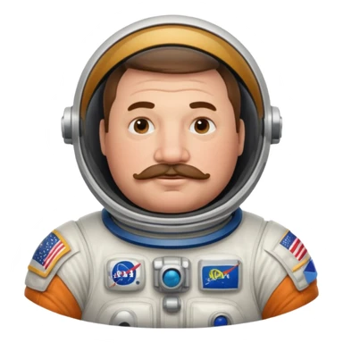 astronaut very fat man with moustache sticker