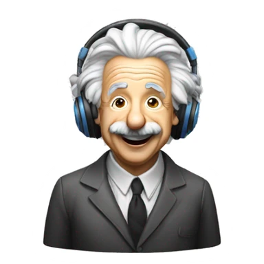 albert einstein happy listening music with wireless headphones sticker