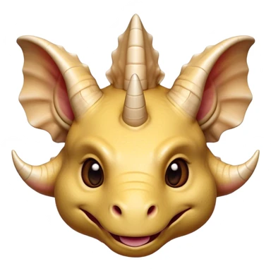 Cinematic Cute Triceratops Portrait Emoji, Head tilted playfully with a gentle smile, featuring a compact, sturdy body with three adorably prominent horns and a charmingly frilled head, Simplified yet irresistibly adorable features, highly detailed, glowing with a warm, inviting earthy glow, high shine, affectionate and lively, stylized with a touch of whimsical dinosaur charm, soft glowing outline, capturing the essence of a mischievous yet endearing Triceratops that seems as if it could trot out of the screen into your arms! sticker
